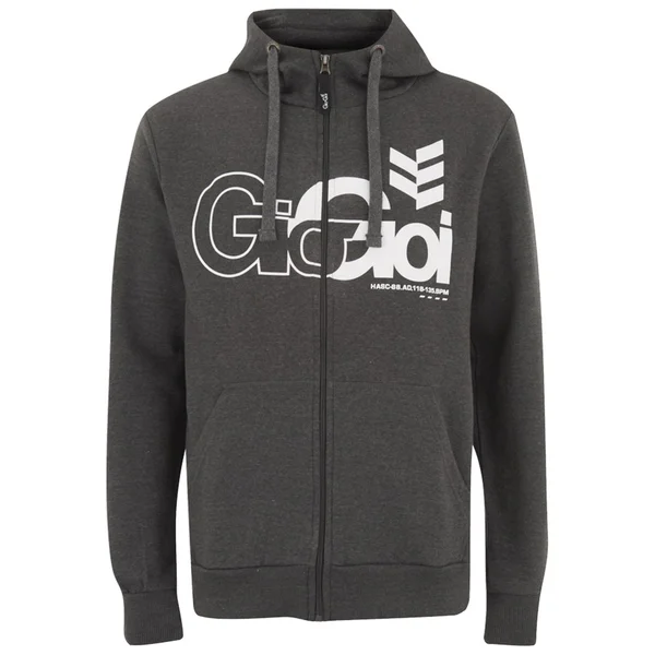 Gio Goi Men's Lancer Zip Through Hoody - Charcoal Marl