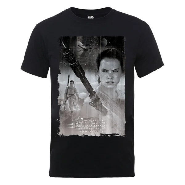 Star Wars Men's The Force Awakens Rey Collage Poster T-Shirt - Black