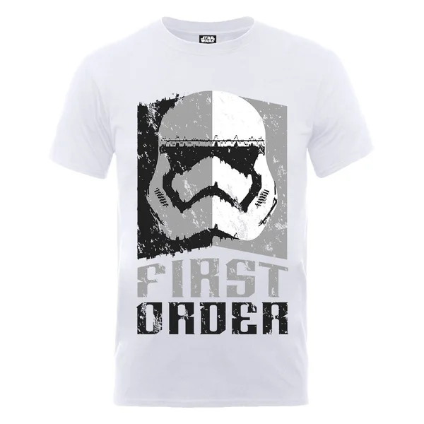 Star Wars Men's The Force Awakens First Order Stormtrooper Head Grey T-Shirt - White