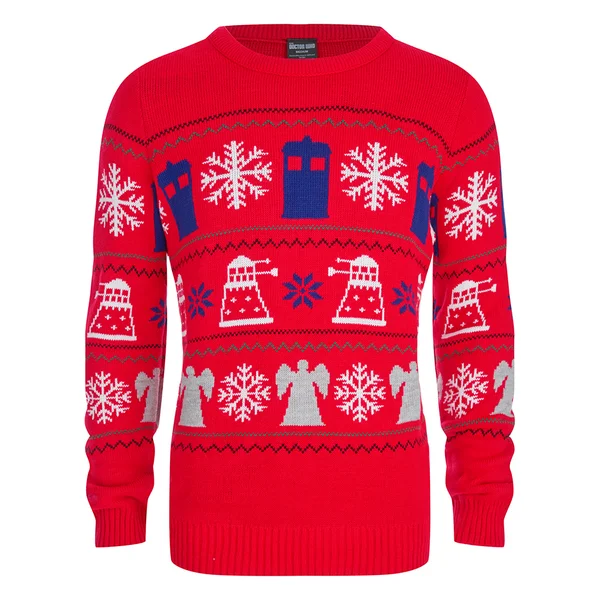 Doctor Who Dalek Snowflake Christmas Jumper - Red