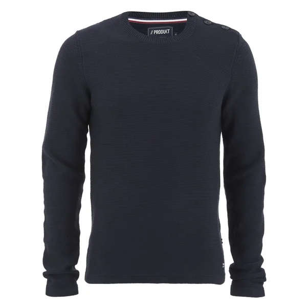 Produkt Men's HNN Buttoned Crew Neck Jumper - Black Navy
