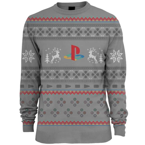 PlayStation Console Knitted Christmas Jumper - Grey