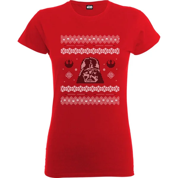 Star Wars Women's Christmas Darth Vader T-Shirt - Red