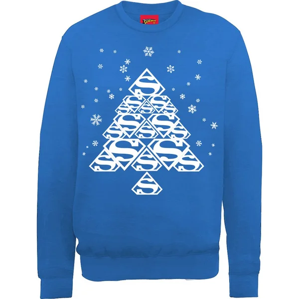 DC Comics Superman Christmas Super Christmas Tree Sweatshirt - Royal Blue