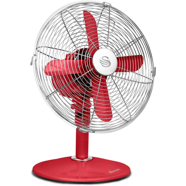 Swan SFA1010RN Retro Desk Fan - Red - 12 Inch
