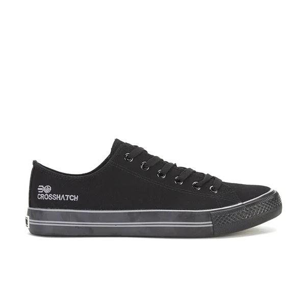 Crosshatch Men's Runway Canvas Trainers - Black/Black