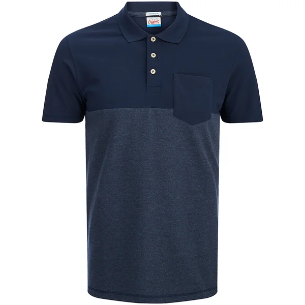 Jack & Jones Men's Originals Spark 2 Tone Polo Shirt - Navy Blazer