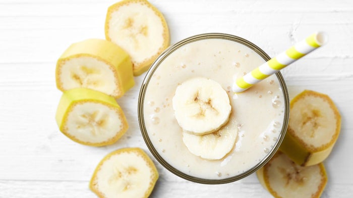 A high-protein banana smoothie.