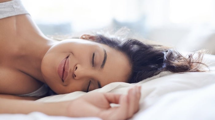 woman sleeping happily