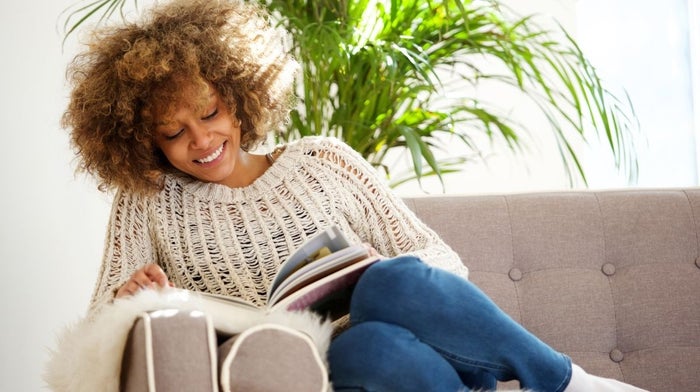 woman reading a book