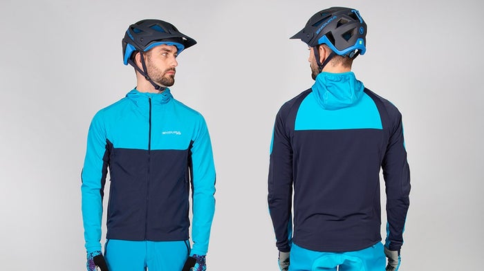 Back and front of blue Endura cycling gear