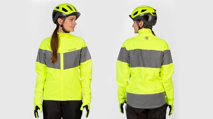 Front and back of high-visibility cycling gear