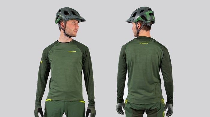 Back and front of green Endura cycling gear