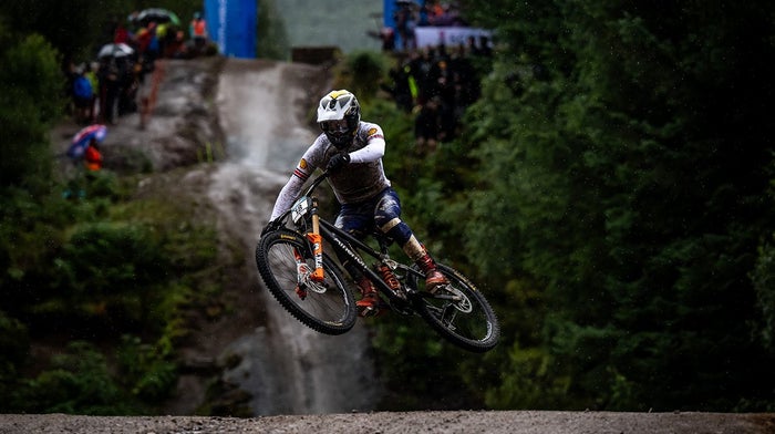 Charlie Hatton riding on the Nevis Range downhill course