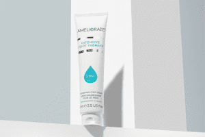 Ameliorate intensive foot therapy against grey background