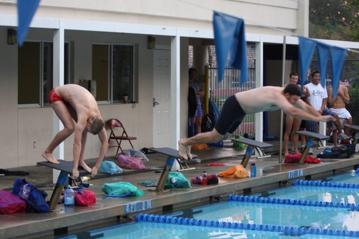 Ryan Murphy diving into pool