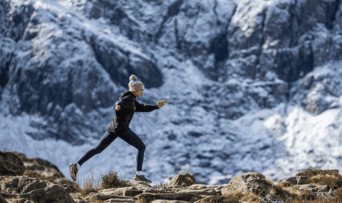 Ultra Marathon runner and paramedic Becca Wakefield, traversing steep terrain