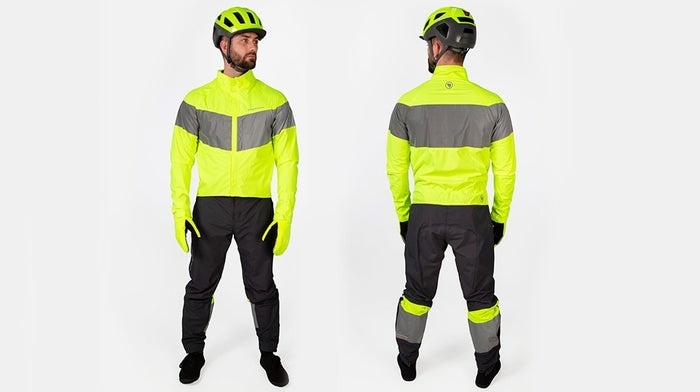 Front and back of high-visibility cycling gear