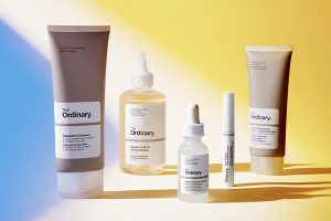 generic The Ordinary products against a blue and yellow background