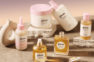 collection of gisou haircare shot in a studio