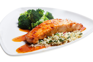 Salmon and broccoli pilaf