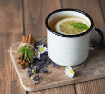 Herbal Tea with lemon, chamomile and lavender. 