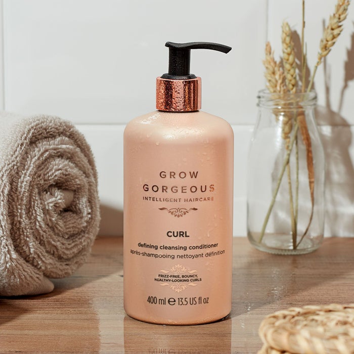 Grow Gorgeous Curl Defining Cleansing Conditioner bottle for co washing curly hair.