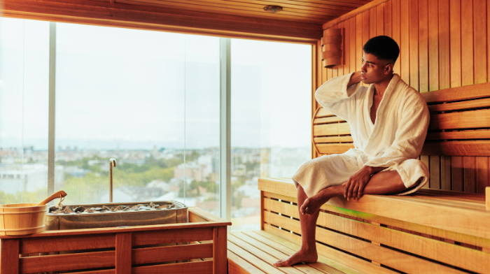 man in sauna