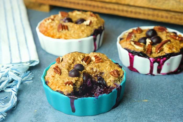 Proteinreiche Blaubeerkuchen Baked Oats