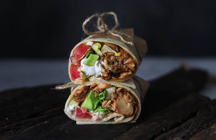 Vegane No-Chicken Wraps aus Seitlingen