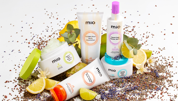 mio birthday products and fruit ingredients