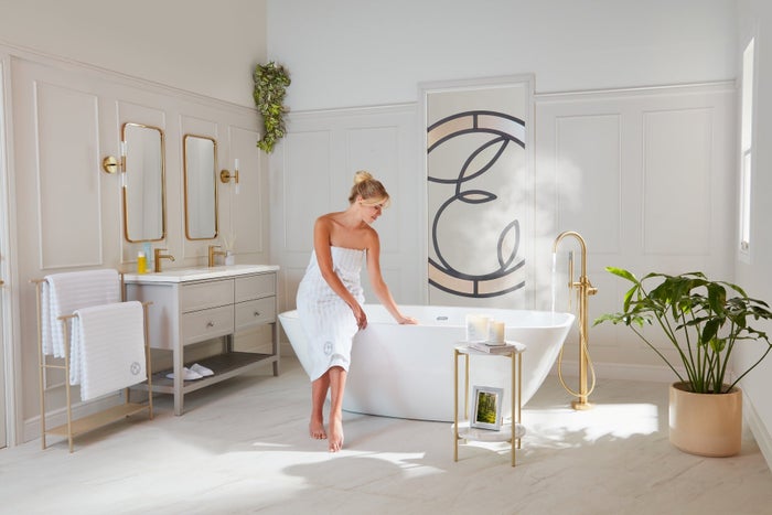 woman having morning bath