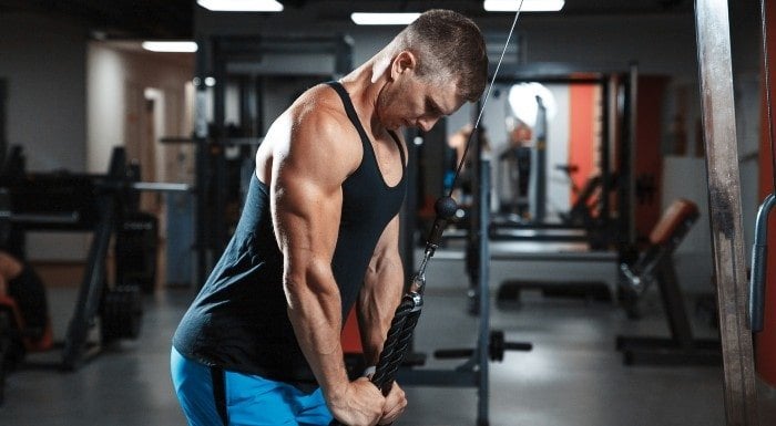 tricep pushdown with resistance band