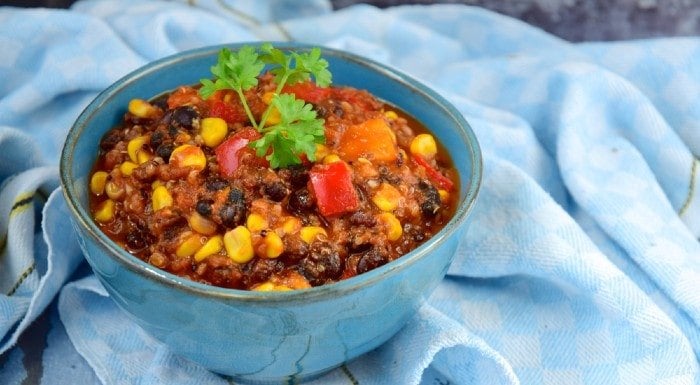 Quick Black Bean Chili Over Lime Couscous