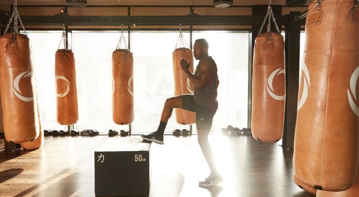 man performing a box jump