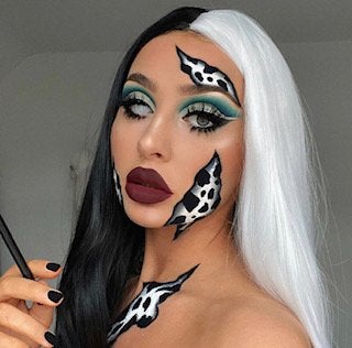 Halloween makeup, cruella deville