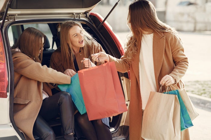 Shopping bags and happy girls