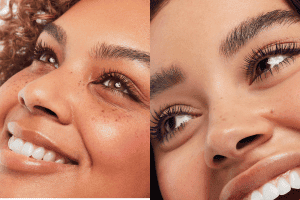 Coloured mascara on models