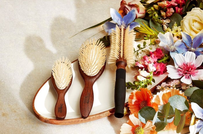 hair brushes on tray