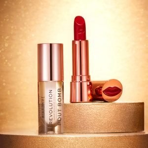 Revolution Lip Satin Kiss Lipstick & Pout Bomb Gloss 