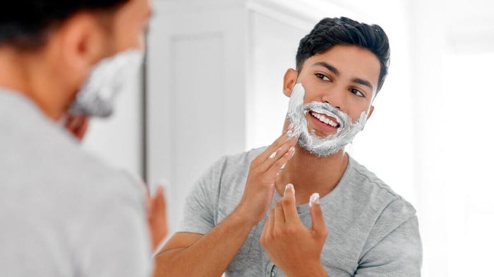 man preparing to shave a coarse beard
