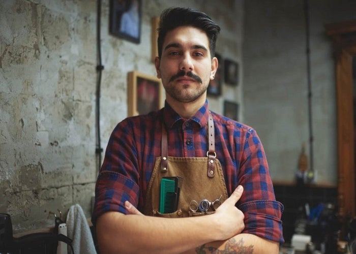 man with a chevron moustache