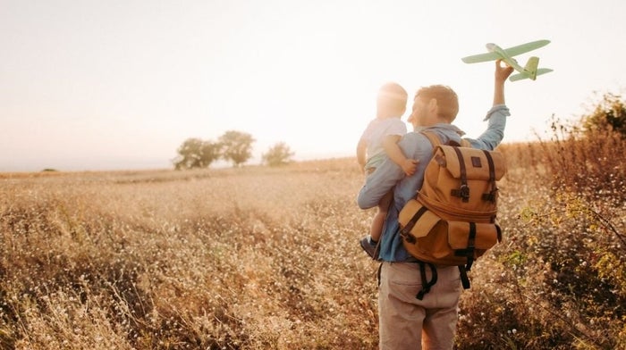 dad and son enjoying time in nature