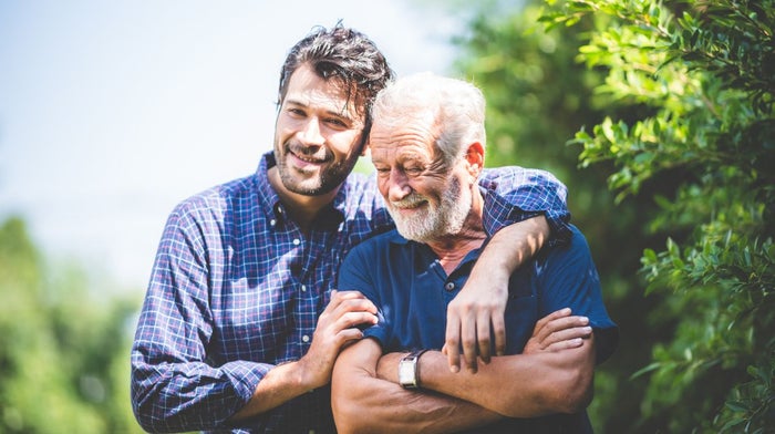 A father and son hug outside after celebrating Father’s Day with Gillette shaving gifts | Gillette UK