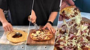 Macrovriendelijke eiwitrijke pizza