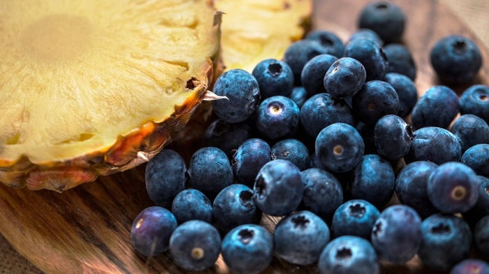 fresh blueberries and pineapple