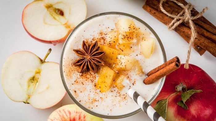 Our best warm apple spiced chai protein smoothie