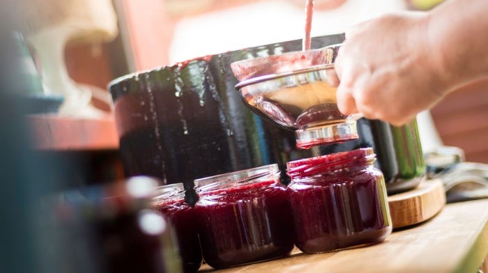 making homemade cherry jam