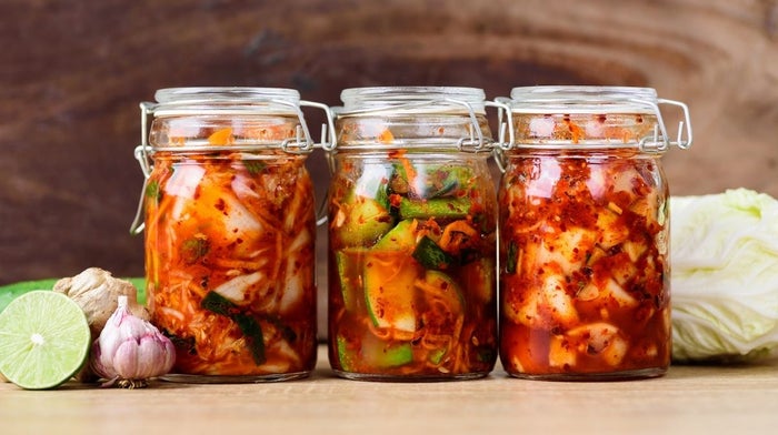 jars of homemade kimchi