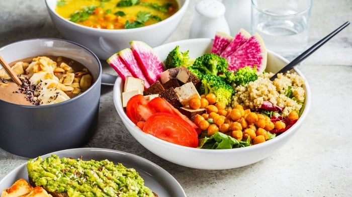 selection of colourful vegan food